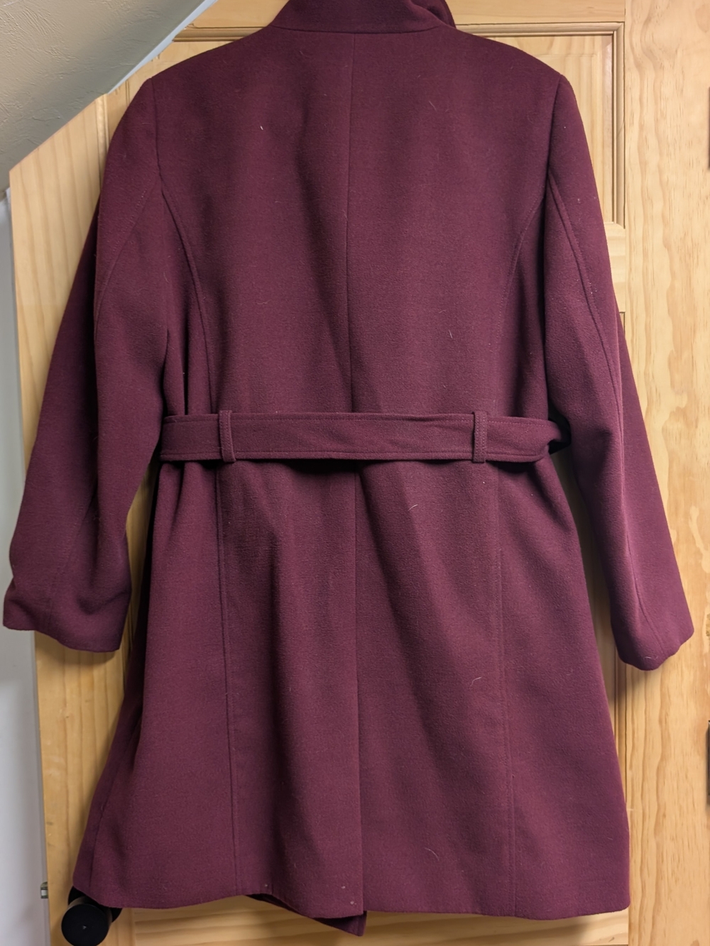 Ann Taylor Plum Belted Wool Blend Coat - Picture 3 of 7